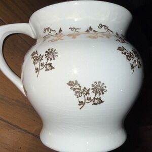 Homer Laughlin Antique HTF White Shaving Mug Holder DUCHESS Shape, Gold